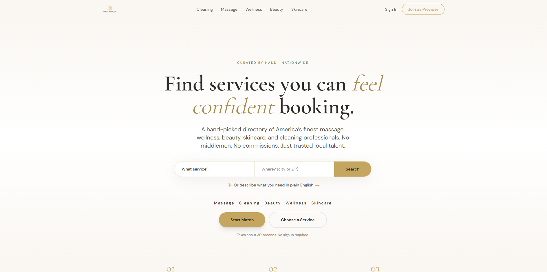 Gold Touch List — finished website
